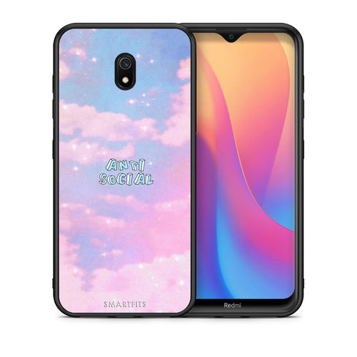 Θήκη Αγίου Βαλεντίνου Xiaomi Redmi 8A Anti Social από τη Smartfits με σχέδιο στο πίσω μέρος και μαύρο περίβλημα | Xiaomi Redmi 8A Anti Social case with colorful back and black bezels