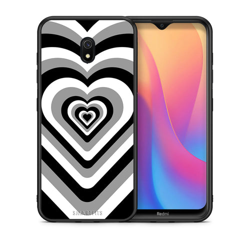 Θήκη Xiaomi Redmi 8A Black Hearts από τη Smartfits με σχέδιο στο πίσω μέρος και μαύρο περίβλημα | Xiaomi Redmi 8A Black Hearts case with colorful back and black bezels