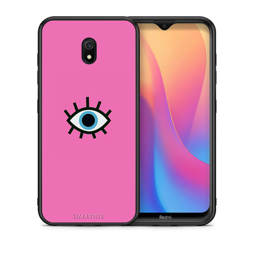 Θήκη Xiaomi Redmi 8A Blue Eye Pink από τη Smartfits με σχέδιο στο πίσω μέρος και μαύρο περίβλημα | Xiaomi Redmi 8A Blue Eye Pink case with colorful back and black bezels