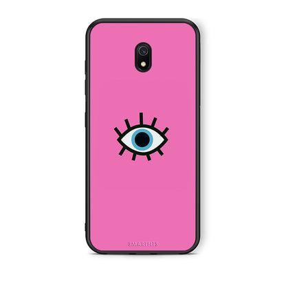Xiaomi Redmi 8A Blue Eye Pink θήκη από τη Smartfits με σχέδιο στο πίσω μέρος και μαύρο περίβλημα | Smartphone case with colorful back and black bezels by Smartfits