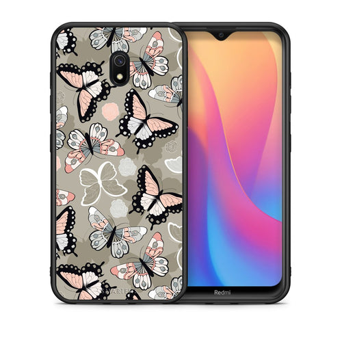 Θήκη Xiaomi Redmi 8A Butterflies Boho από τη Smartfits με σχέδιο στο πίσω μέρος και μαύρο περίβλημα | Xiaomi Redmi 8A Butterflies Boho case with colorful back and black bezels