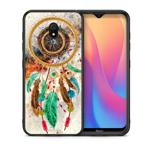 Θήκη Xiaomi Redmi 8A DreamCatcher Boho από τη Smartfits με σχέδιο στο πίσω μέρος και μαύρο περίβλημα | Xiaomi Redmi 8A DreamCatcher Boho case with colorful back and black bezels