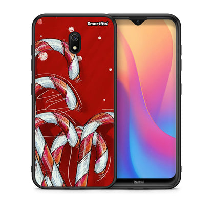 Θήκη Xiaomi Redmi 8A Candy Cane από τη Smartfits με σχέδιο στο πίσω μέρος και μαύρο περίβλημα | Xiaomi Redmi 8A Candy Cane case with colorful back and black bezels