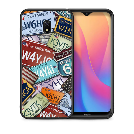 Θήκη Xiaomi Redmi 8A Car Plates από τη Smartfits με σχέδιο στο πίσω μέρος και μαύρο περίβλημα | Xiaomi Redmi 8A Car Plates case with colorful back and black bezels
