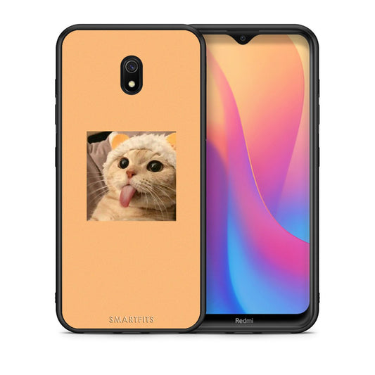 Θήκη Xiaomi Redmi 8A Cat Tongue από τη Smartfits με σχέδιο στο πίσω μέρος και μαύρο περίβλημα | Xiaomi Redmi 8A Cat Tongue case with colorful back and black bezels