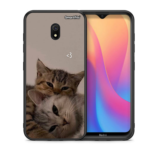 Θήκη Xiaomi Redmi 8A Cats In Love από τη Smartfits με σχέδιο στο πίσω μέρος και μαύρο περίβλημα | Xiaomi Redmi 8A Cats In Love case with colorful back and black bezels