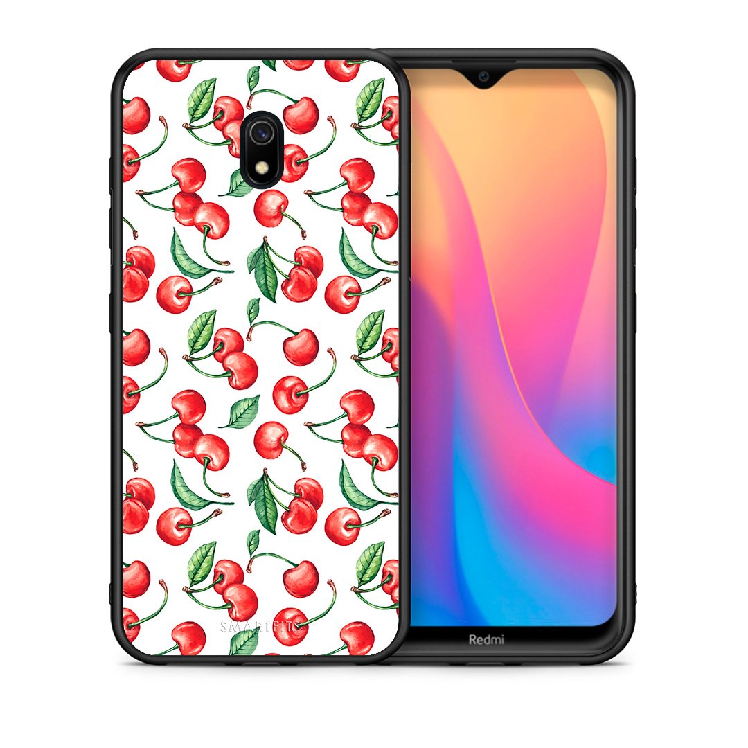 Θήκη Xiaomi Redmi 8A Cherry Summer από τη Smartfits με σχέδιο στο πίσω μέρος και μαύρο περίβλημα | Xiaomi Redmi 8A Cherry Summer case with colorful back and black bezels