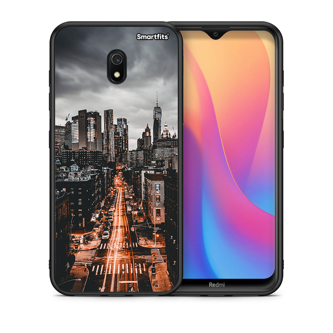 Θήκη Xiaomi Redmi 8A City Lights από τη Smartfits με σχέδιο στο πίσω μέρος και μαύρο περίβλημα | Xiaomi Redmi 8A City Lights case with colorful back and black bezels