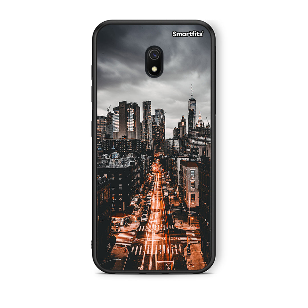 Xiaomi Redmi 8A City Lights θήκη από τη Smartfits με σχέδιο στο πίσω μέρος και μαύρο περίβλημα | Smartphone case with colorful back and black bezels by Smartfits