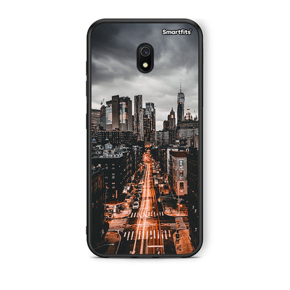 Xiaomi Redmi 8A City Lights θήκη από τη Smartfits με σχέδιο στο πίσω μέρος και μαύρο περίβλημα | Smartphone case with colorful back and black bezels by Smartfits