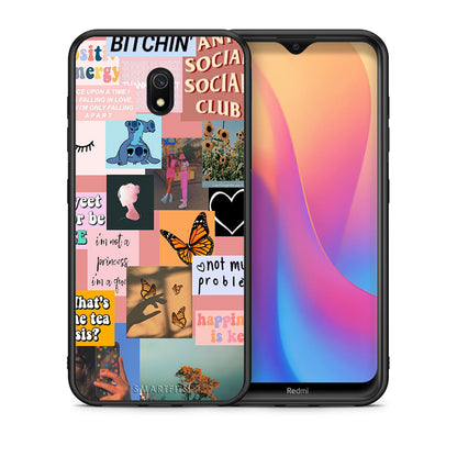 Θήκη Αγίου Βαλεντίνου Xiaomi Redmi 8A Collage Bitchin από τη Smartfits με σχέδιο στο πίσω μέρος και μαύρο περίβλημα | Xiaomi Redmi 8A Collage Bitchin case with colorful back and black bezels