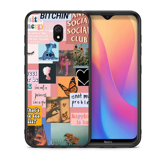 Θήκη Αγίου Βαλεντίνου Xiaomi Redmi 8A Collage Bitchin από τη Smartfits με σχέδιο στο πίσω μέρος και μαύρο περίβλημα | Xiaomi Redmi 8A Collage Bitchin case with colorful back and black bezels