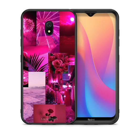 Θήκη Αγίου Βαλεντίνου Xiaomi Redmi 8A Collage Red Roses από τη Smartfits με σχέδιο στο πίσω μέρος και μαύρο περίβλημα | Xiaomi Redmi 8A Collage Red Roses case with colorful back and black bezels