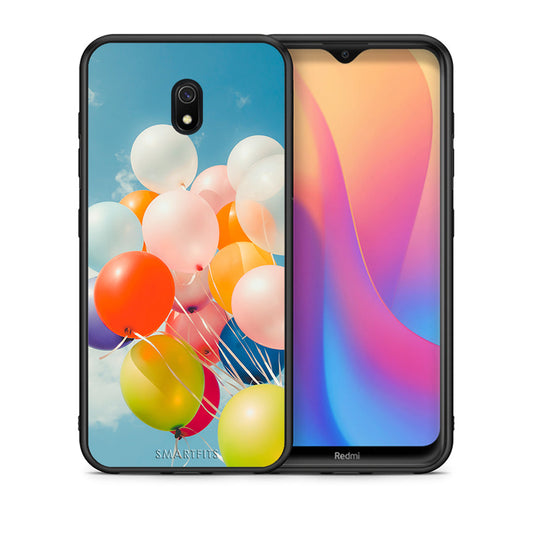 Θήκη Xiaomi Redmi 8A Colorful Balloons από τη Smartfits με σχέδιο στο πίσω μέρος και μαύρο περίβλημα | Xiaomi Redmi 8A Colorful Balloons case with colorful back and black bezels