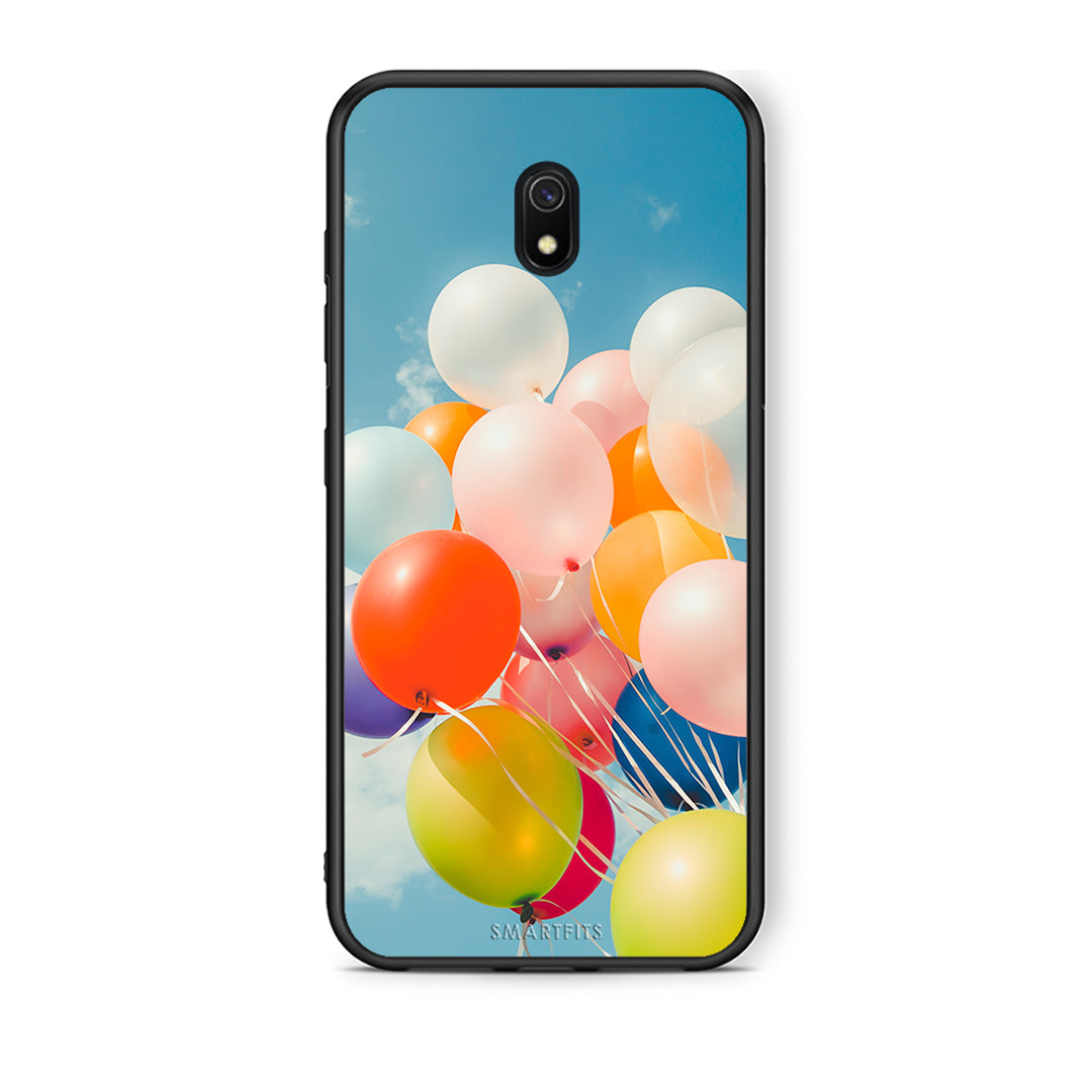 Xiaomi Redmi 8A Colorful Balloons θήκη από τη Smartfits με σχέδιο στο πίσω μέρος και μαύρο περίβλημα | Smartphone case with colorful back and black bezels by Smartfits