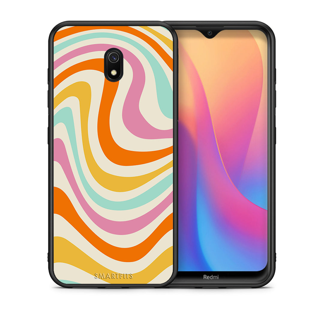 Θήκη Xiaomi Redmi 8A Colourful Waves από τη Smartfits με σχέδιο στο πίσω μέρος και μαύρο περίβλημα | Xiaomi Redmi 8A Colourful Waves case with colorful back and black bezels