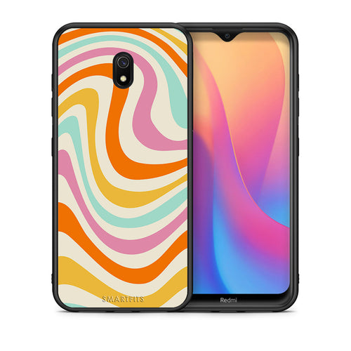 Θήκη Xiaomi Redmi 8A Colourful Waves από τη Smartfits με σχέδιο στο πίσω μέρος και μαύρο περίβλημα | Xiaomi Redmi 8A Colourful Waves case with colorful back and black bezels