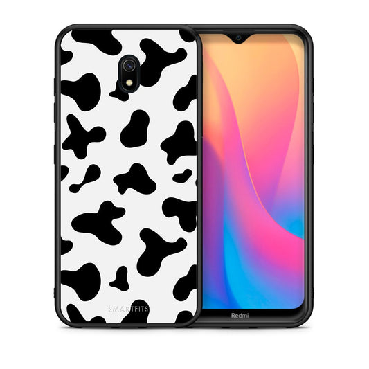 Θήκη Xiaomi Redmi 8A Cow Print από τη Smartfits με σχέδιο στο πίσω μέρος και μαύρο περίβλημα | Xiaomi Redmi 8A Cow Print case with colorful back and black bezels