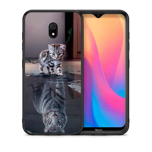 Θήκη Xiaomi Redmi 8A Tiger Cute από τη Smartfits με σχέδιο στο πίσω μέρος και μαύρο περίβλημα | Xiaomi Redmi 8A Tiger Cute case with colorful back and black bezels