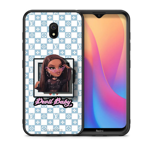 Θήκη Αγίου Βαλεντίνου Xiaomi Redmi 8A Devil Baby από τη Smartfits με σχέδιο στο πίσω μέρος και μαύρο περίβλημα | Xiaomi Redmi 8A Devil Baby case with colorful back and black bezels