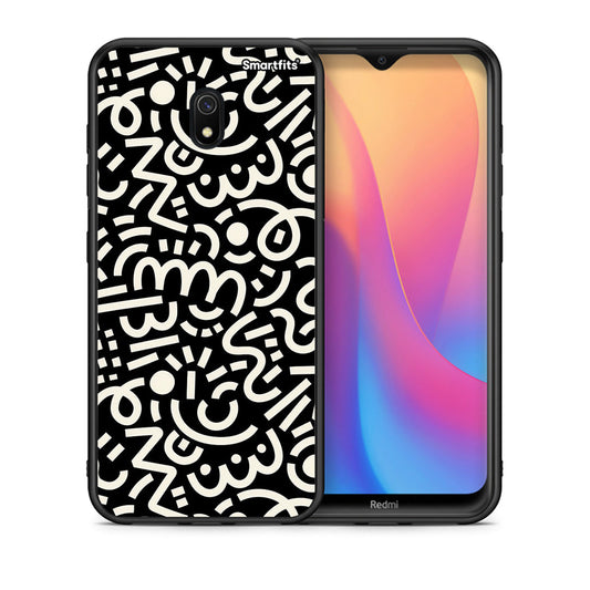Θήκη Xiaomi Redmi 8A Doodle Art από τη Smartfits με σχέδιο στο πίσω μέρος και μαύρο περίβλημα | Xiaomi Redmi 8A Doodle Art case with colorful back and black bezels