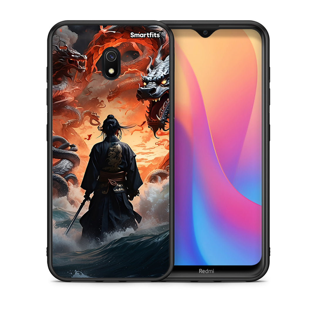 Θήκη Xiaomi Redmi 8A Dragons Fight από τη Smartfits με σχέδιο στο πίσω μέρος και μαύρο περίβλημα | Xiaomi Redmi 8A Dragons Fight case with colorful back and black bezels