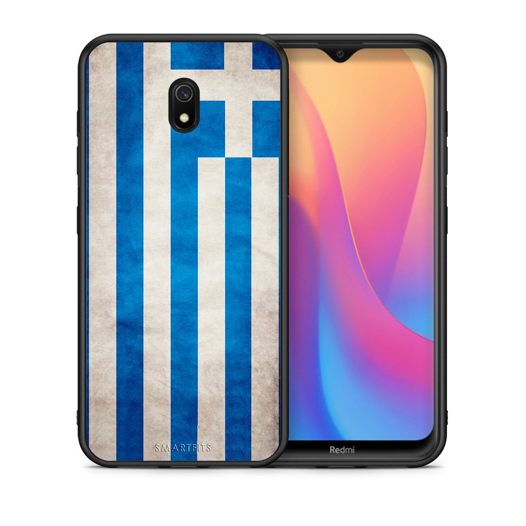 Θήκη Xiaomi Redmi 8A Greek Flag από τη Smartfits με σχέδιο στο πίσω μέρος και μαύρο περίβλημα | Xiaomi Redmi 8A Greek Flag case with colorful back and black bezels