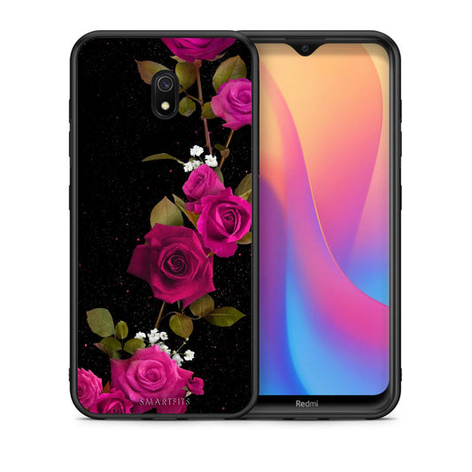 Θήκη Xiaomi Redmi 8A Red Roses Flower από τη Smartfits με σχέδιο στο πίσω μέρος και μαύρο περίβλημα | Xiaomi Redmi 8A Red Roses Flower case with colorful back and black bezels