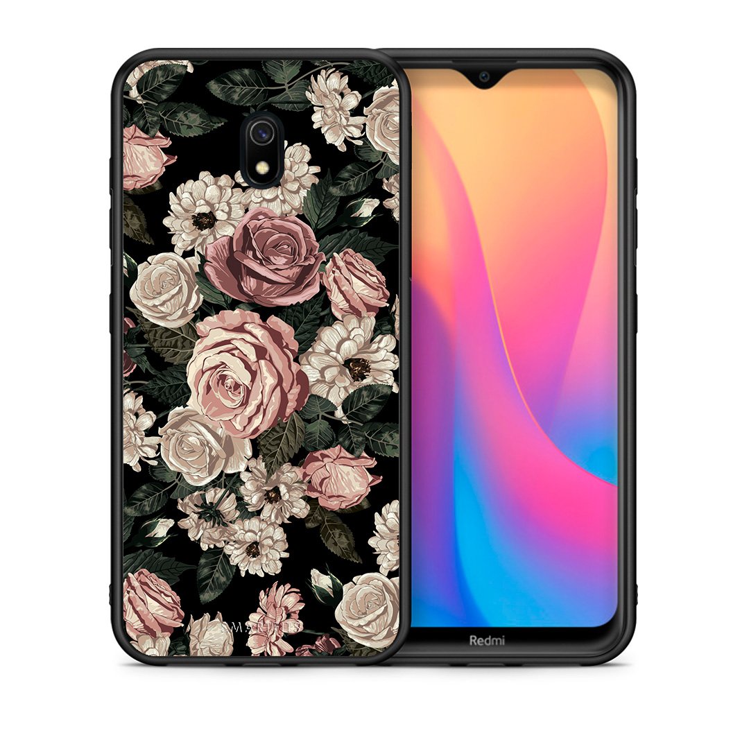 Θήκη Xiaomi Redmi 8A Wild Roses Flower από τη Smartfits με σχέδιο στο πίσω μέρος και μαύρο περίβλημα | Xiaomi Redmi 8A Wild Roses Flower case with colorful back and black bezels