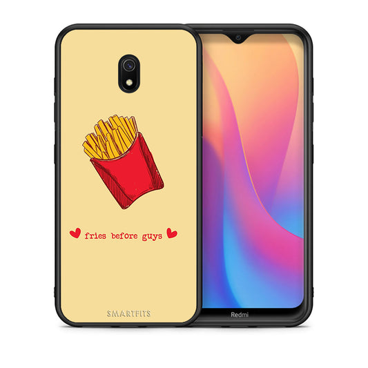Θήκη Αγίου Βαλεντίνου Xiaomi Redmi 8A Fries Before Guys από τη Smartfits με σχέδιο στο πίσω μέρος και μαύρο περίβλημα | Xiaomi Redmi 8A Fries Before Guys case with colorful back and black bezels