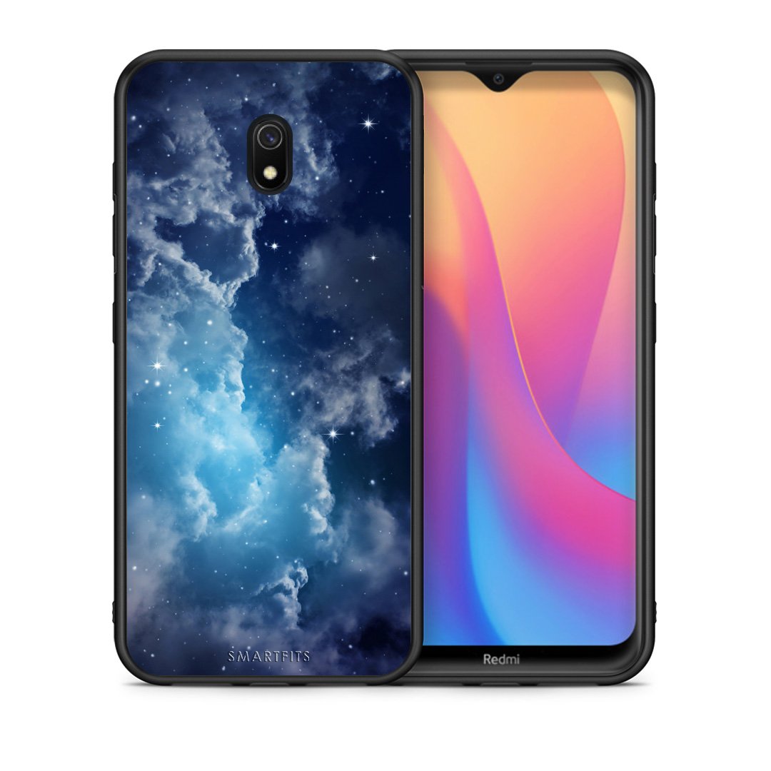 Θήκη Xiaomi Redmi 8A Blue Sky Galaxy από τη Smartfits με σχέδιο στο πίσω μέρος και μαύρο περίβλημα | Xiaomi Redmi 8A Blue Sky Galaxy case with colorful back and black bezels