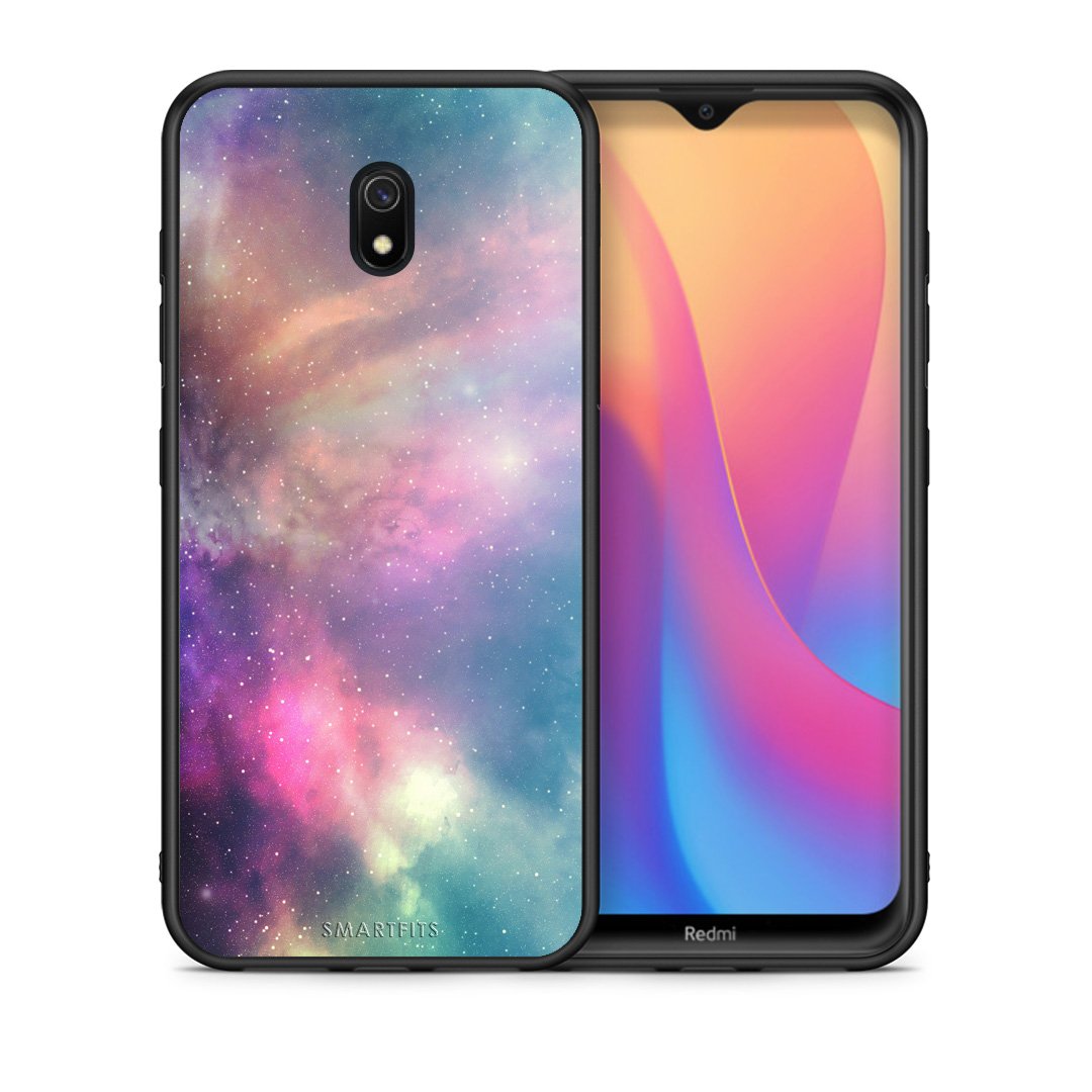 Θήκη Xiaomi Redmi 8A Rainbow Galaxy από τη Smartfits με σχέδιο στο πίσω μέρος και μαύρο περίβλημα | Xiaomi Redmi 8A Rainbow Galaxy case with colorful back and black bezels