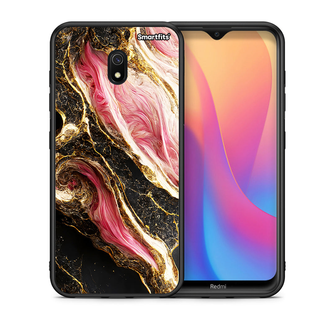 Θήκη Xiaomi Redmi 8A Glamorous Pink Marble από τη Smartfits με σχέδιο στο πίσω μέρος και μαύρο περίβλημα | Xiaomi Redmi 8A Glamorous Pink Marble case with colorful back and black bezels