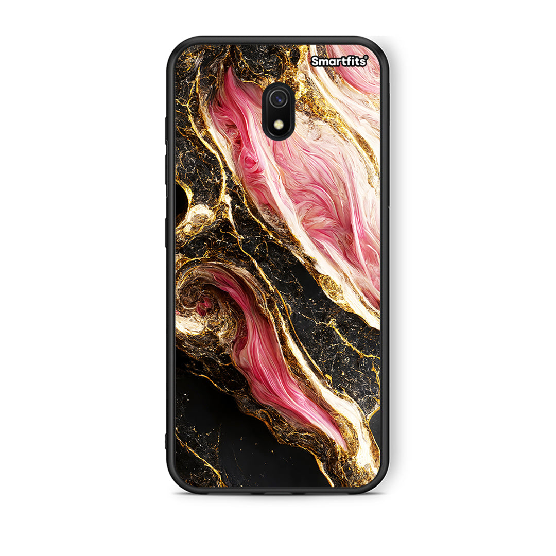 Xiaomi Redmi 8A Glamorous Pink Marble θήκη από τη Smartfits με σχέδιο στο πίσω μέρος και μαύρο περίβλημα | Smartphone case with colorful back and black bezels by Smartfits