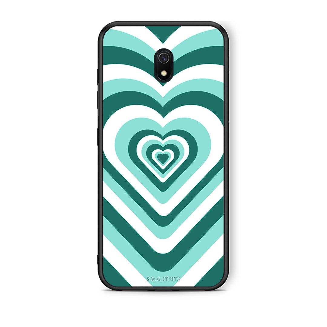Xiaomi Redmi 8A Green Hearts θήκη από τη Smartfits με σχέδιο στο πίσω μέρος και μαύρο περίβλημα | Smartphone case with colorful back and black bezels by Smartfits