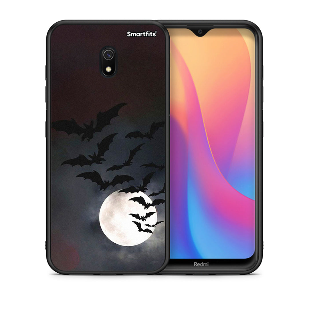 Θήκη Xiaomi Redmi 8A Halloween Bat Night από τη Smartfits με σχέδιο στο πίσω μέρος και μαύρο περίβλημα | Xiaomi Redmi 8A Halloween Bat Night case with colorful back and black bezels