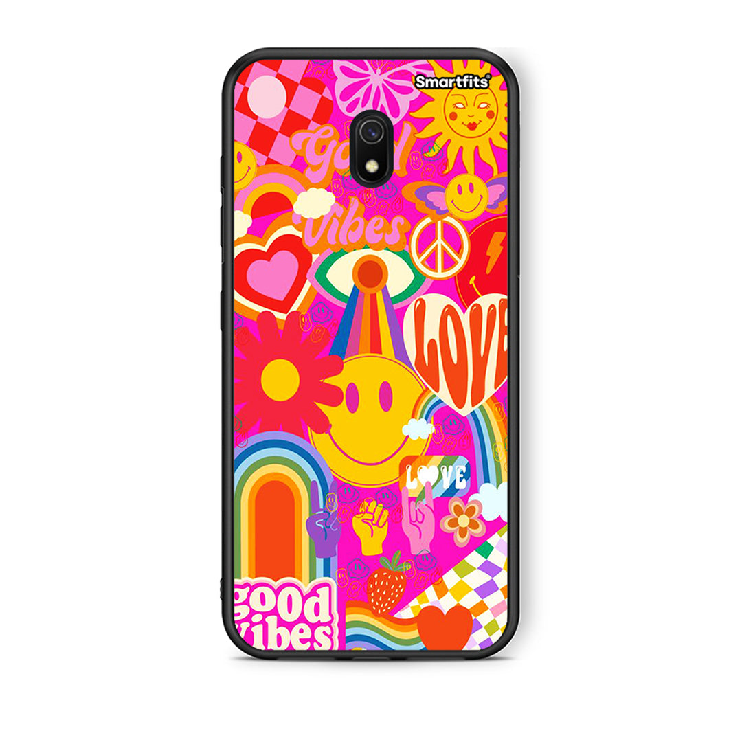 Xiaomi Redmi 8A Hippie Love θήκη από τη Smartfits με σχέδιο στο πίσω μέρος και μαύρο περίβλημα | Smartphone case with colorful back and black bezels by Smartfits