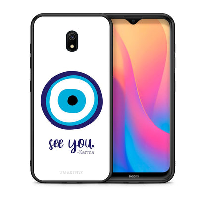Θήκη Xiaomi Redmi 8A Karma Says από τη Smartfits με σχέδιο στο πίσω μέρος και μαύρο περίβλημα | Xiaomi Redmi 8A Karma Says case with colorful back and black bezels