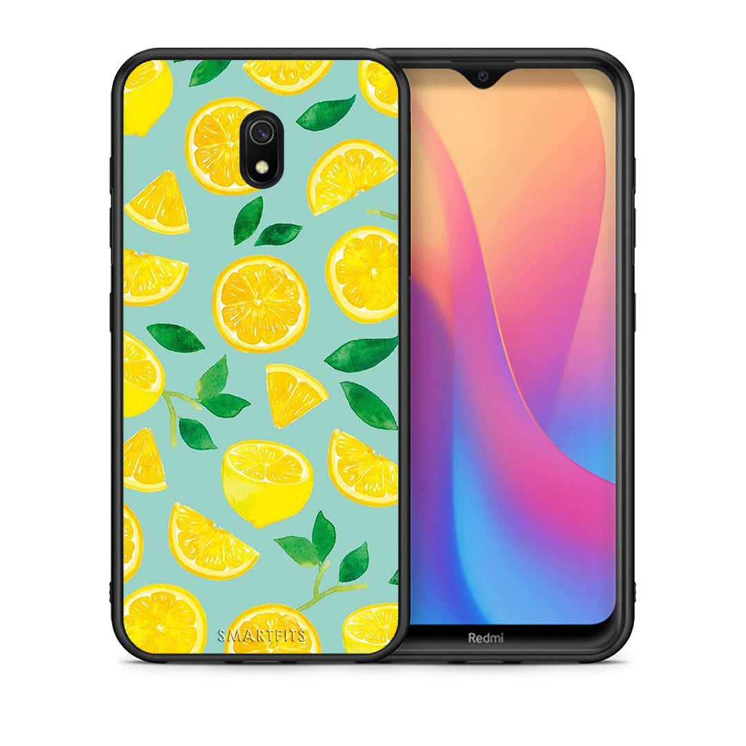 Θήκη Xiaomi Redmi 8A Lemons από τη Smartfits με σχέδιο στο πίσω μέρος και μαύρο περίβλημα | Xiaomi Redmi 8A Lemons case with colorful back and black bezels