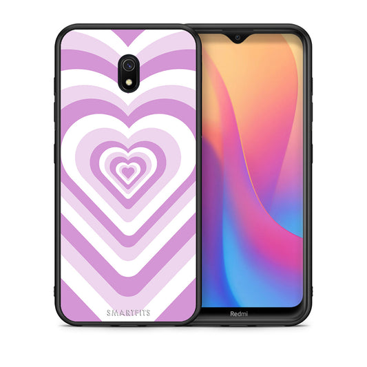 Θήκη Xiaomi Redmi 8A Lilac Hearts από τη Smartfits με σχέδιο στο πίσω μέρος και μαύρο περίβλημα | Xiaomi Redmi 8A Lilac Hearts case with colorful back and black bezels
