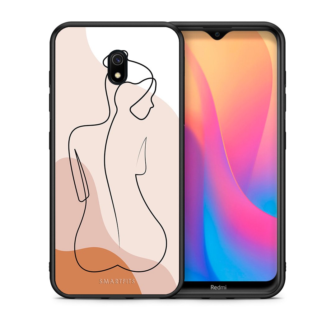 Θήκη Xiaomi Redmi 8A LineArt Woman από τη Smartfits με σχέδιο στο πίσω μέρος και μαύρο περίβλημα | Xiaomi Redmi 8A LineArt Woman case with colorful back and black bezels