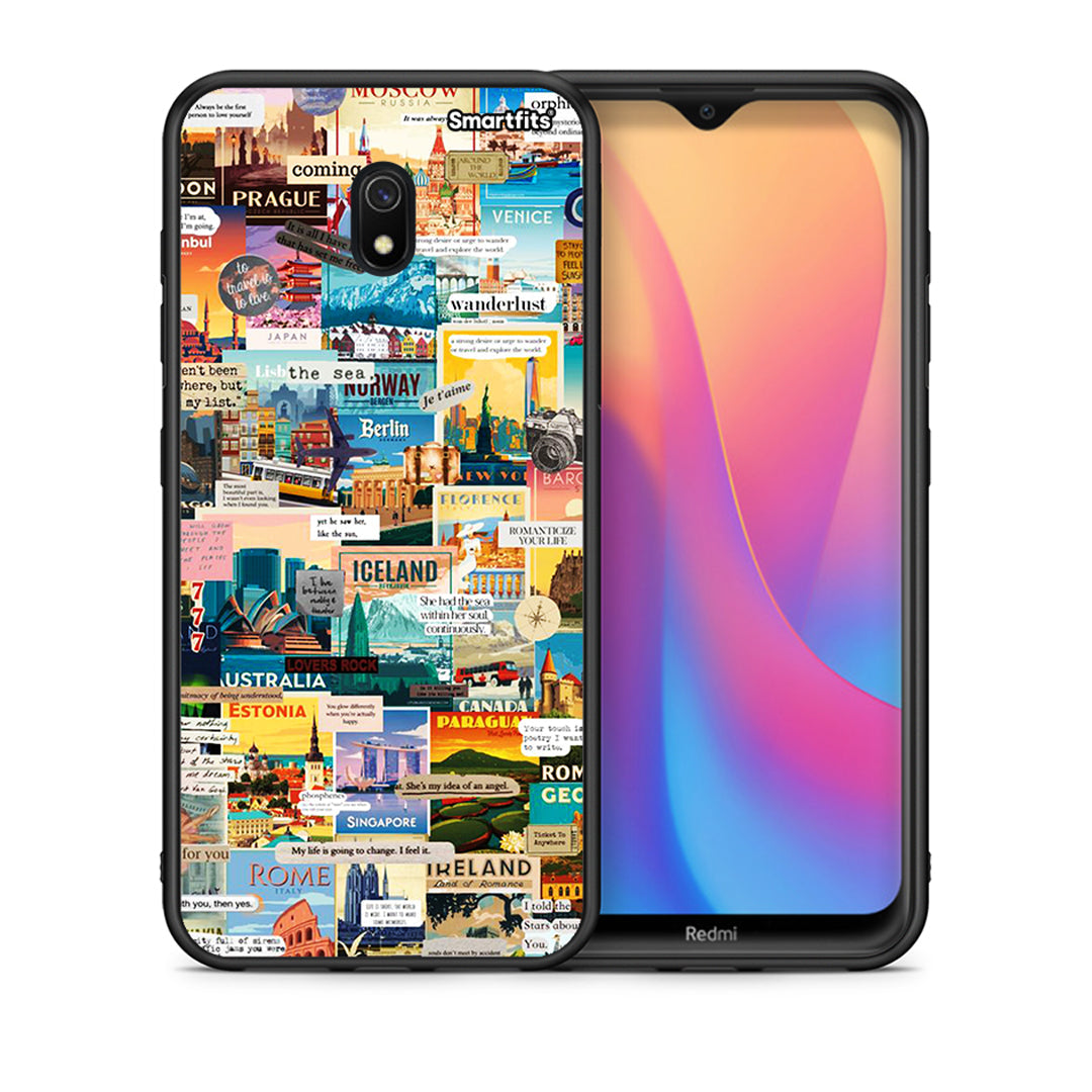 Θήκη Xiaomi Redmi 8A Live To Travel από τη Smartfits με σχέδιο στο πίσω μέρος και μαύρο περίβλημα | Xiaomi Redmi 8A Live To Travel case with colorful back and black bezels