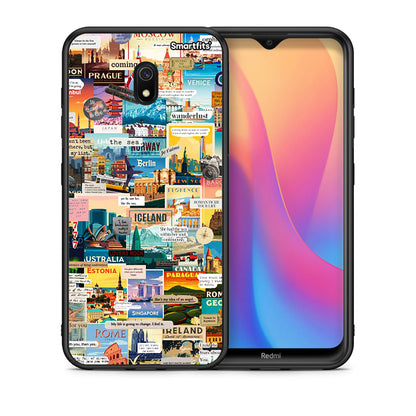 Θήκη Xiaomi Redmi 8A Live To Travel από τη Smartfits με σχέδιο στο πίσω μέρος και μαύρο περίβλημα | Xiaomi Redmi 8A Live To Travel case with colorful back and black bezels