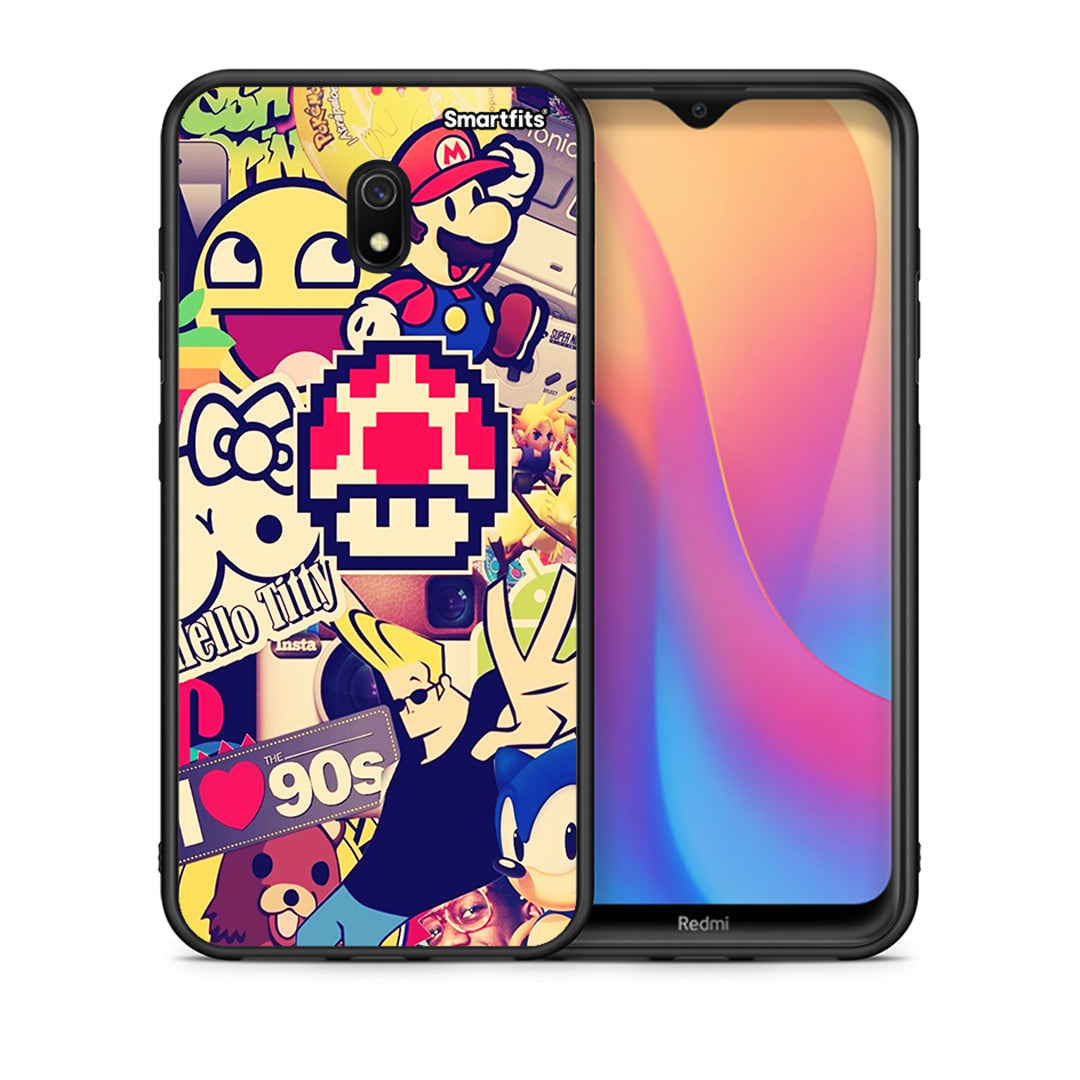 Θήκη Xiaomi Redmi 8A Love The 90s από τη Smartfits με σχέδιο στο πίσω μέρος και μαύρο περίβλημα | Xiaomi Redmi 8A Love The 90s case with colorful back and black bezels