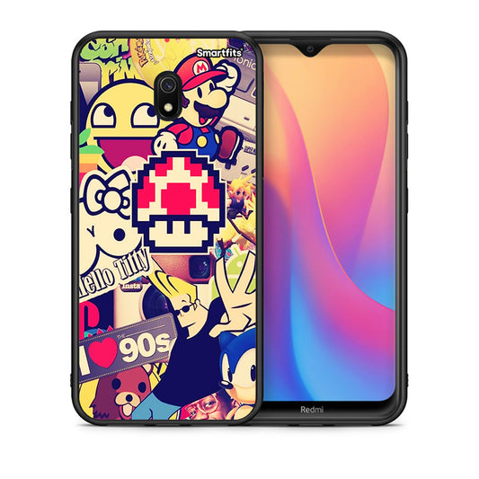 Θήκη Xiaomi Redmi 8A Love The 90s από τη Smartfits με σχέδιο στο πίσω μέρος και μαύρο περίβλημα | Xiaomi Redmi 8A Love The 90s case with colorful back and black bezels