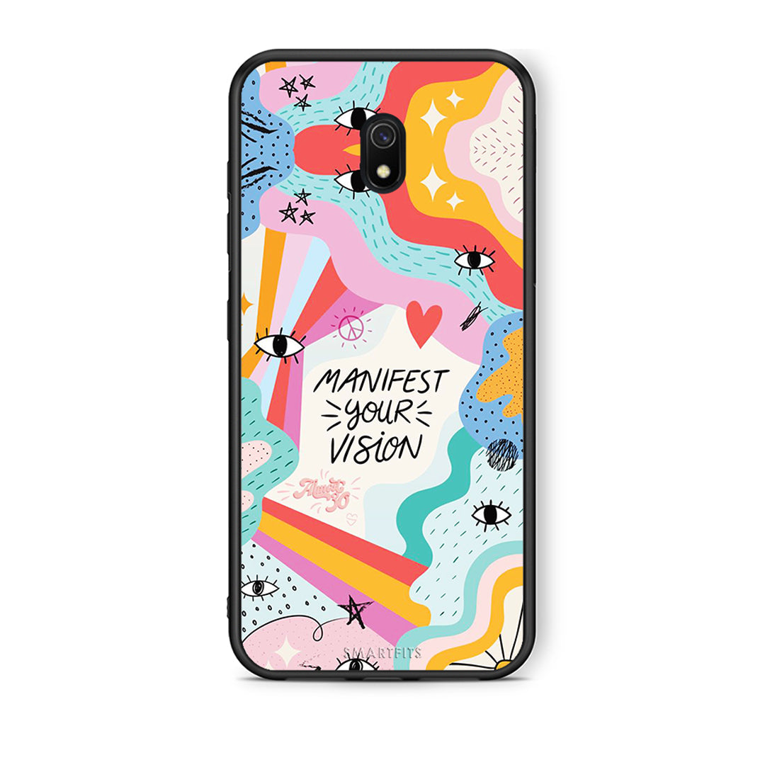 Xiaomi Redmi 8A Manifest Your Vision θήκη από τη Smartfits με σχέδιο στο πίσω μέρος και μαύρο περίβλημα | Smartphone case with colorful back and black bezels by Smartfits