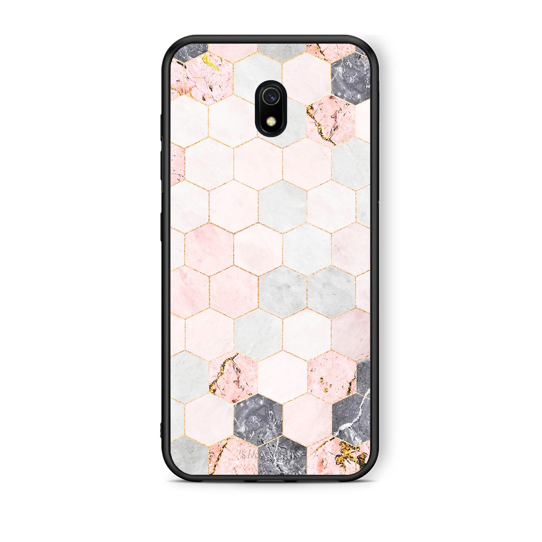 4 - Xiaomi Redmi 8A Hexagon Pink Marble case, cover, bumper