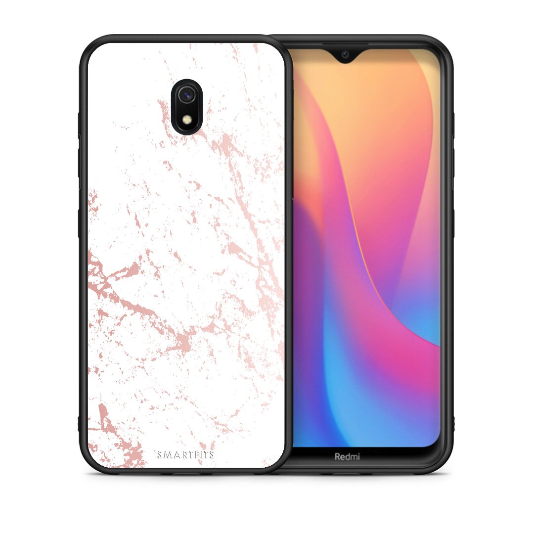Θήκη Xiaomi Redmi 8A Pink Splash Marble από τη Smartfits με σχέδιο στο πίσω μέρος και μαύρο περίβλημα | Xiaomi Redmi 8A Pink Splash Marble case with colorful back and black bezels