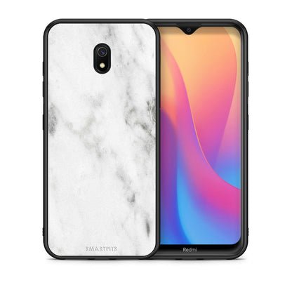 Θήκη Xiaomi Redmi 8A White Marble από τη Smartfits με σχέδιο στο πίσω μέρος και μαύρο περίβλημα | Xiaomi Redmi 8A White Marble case with colorful back and black bezels