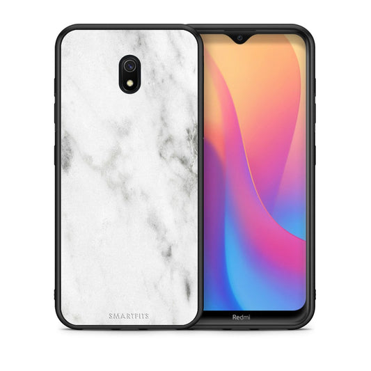 Θήκη Xiaomi Redmi 8A White Marble από τη Smartfits με σχέδιο στο πίσω μέρος και μαύρο περίβλημα | Xiaomi Redmi 8A White Marble case with colorful back and black bezels